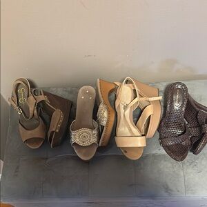 Elegant Beige and Brown Wedge Sandals